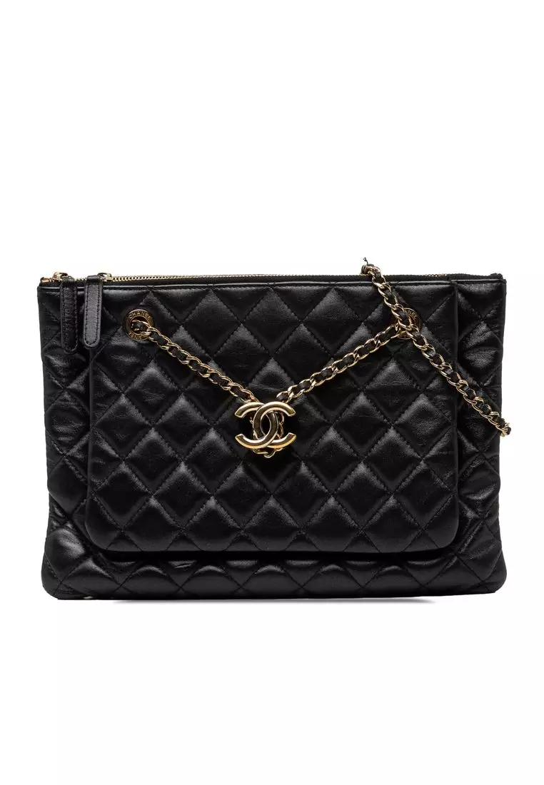 Pre-Loved Chanel Cc Quilted Lambskin Double Zip Crossbody