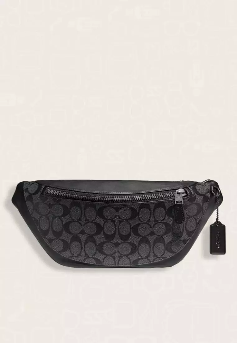 Jual Coach Coach Warren Belt Bag In Signature Canvas Charcoal Black
