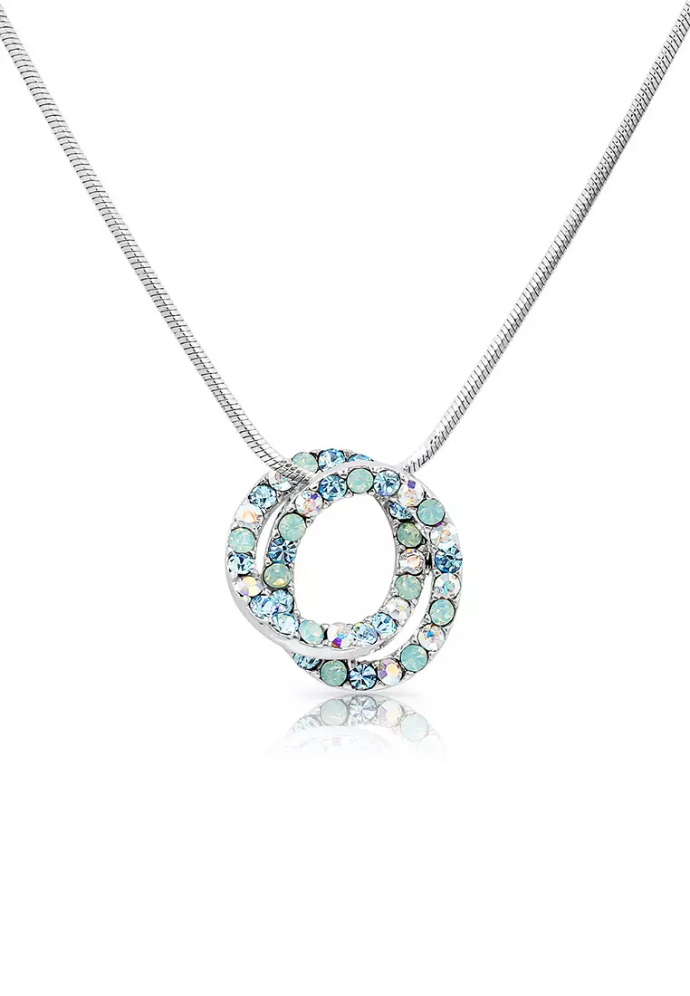 White gold plated deals austrian blue jewel necklace