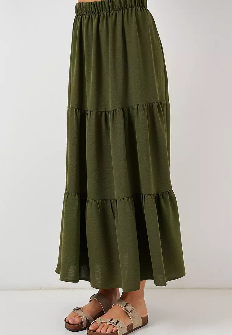 Women's Ayrobin Long Skirt 8048 - Khaki