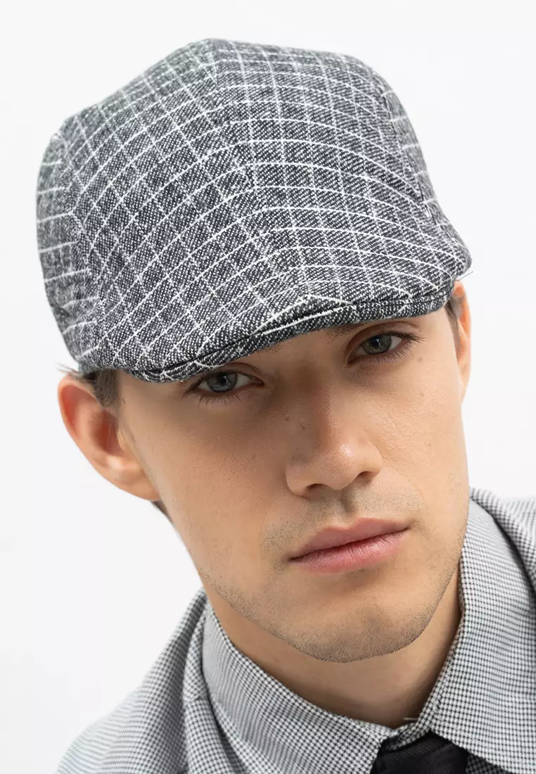 Topi Fedora Hat Painter Grey List Square