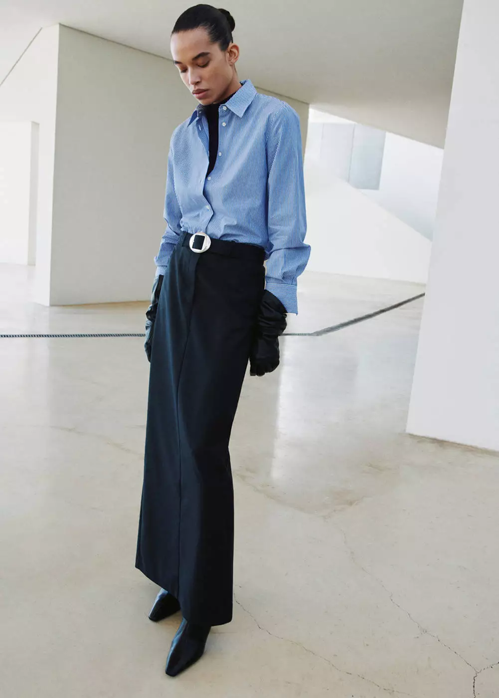 Kemeja lurus campuran katun dan lyocell