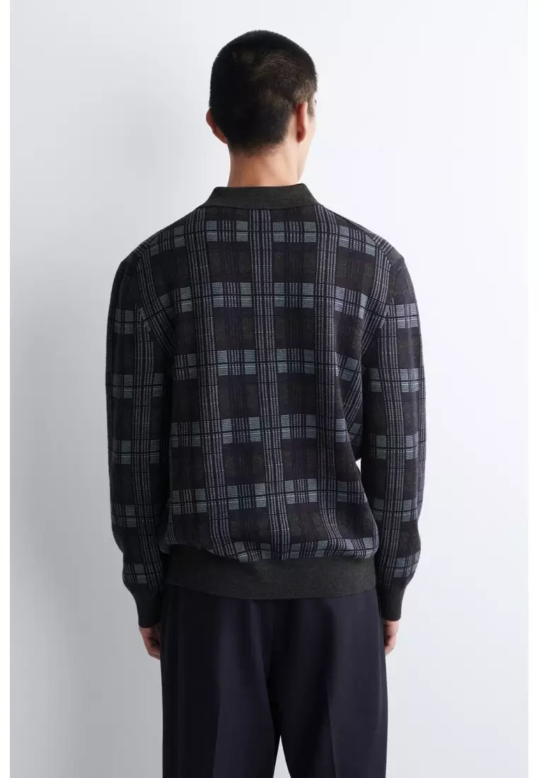 MERINO WOOL-JACQUARD POLO JUMPER