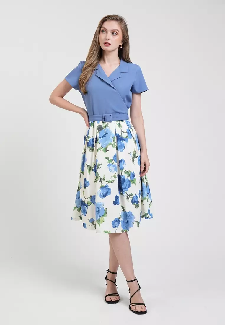 Stacey Floral Waist-Accent Dress