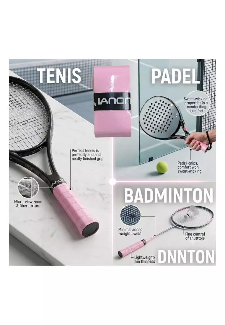 Grip raket padel badminton tenis Ianoni pink Original Anti Slip PU Kualitas Tinggi