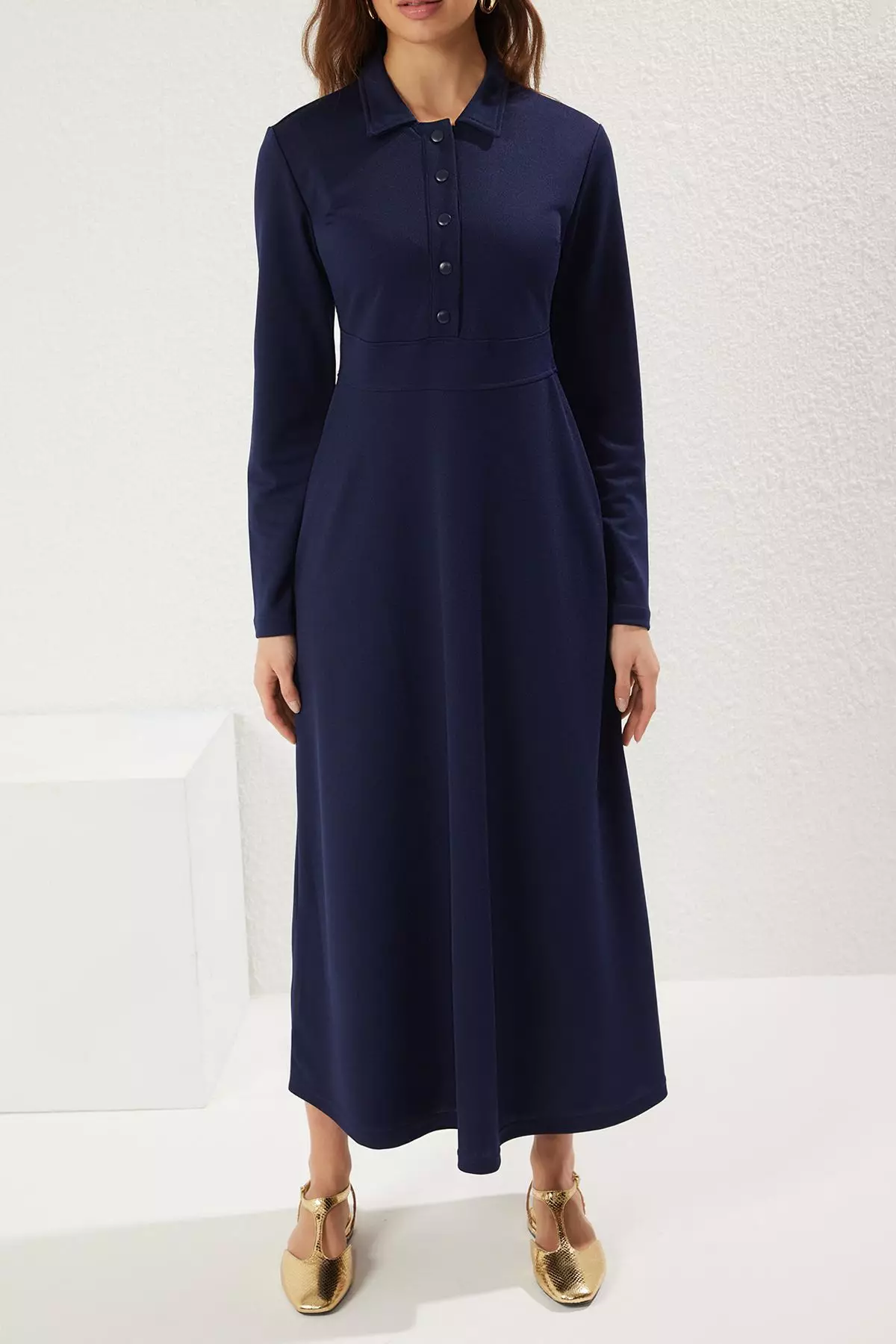 MODEST Polo Neck Crepe Dress