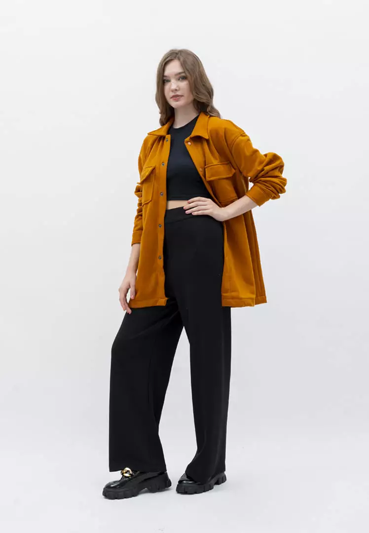 Houseofcuff Jaket Kemeja Casual Pria Wanita Unisex Soft Fleece Mustard