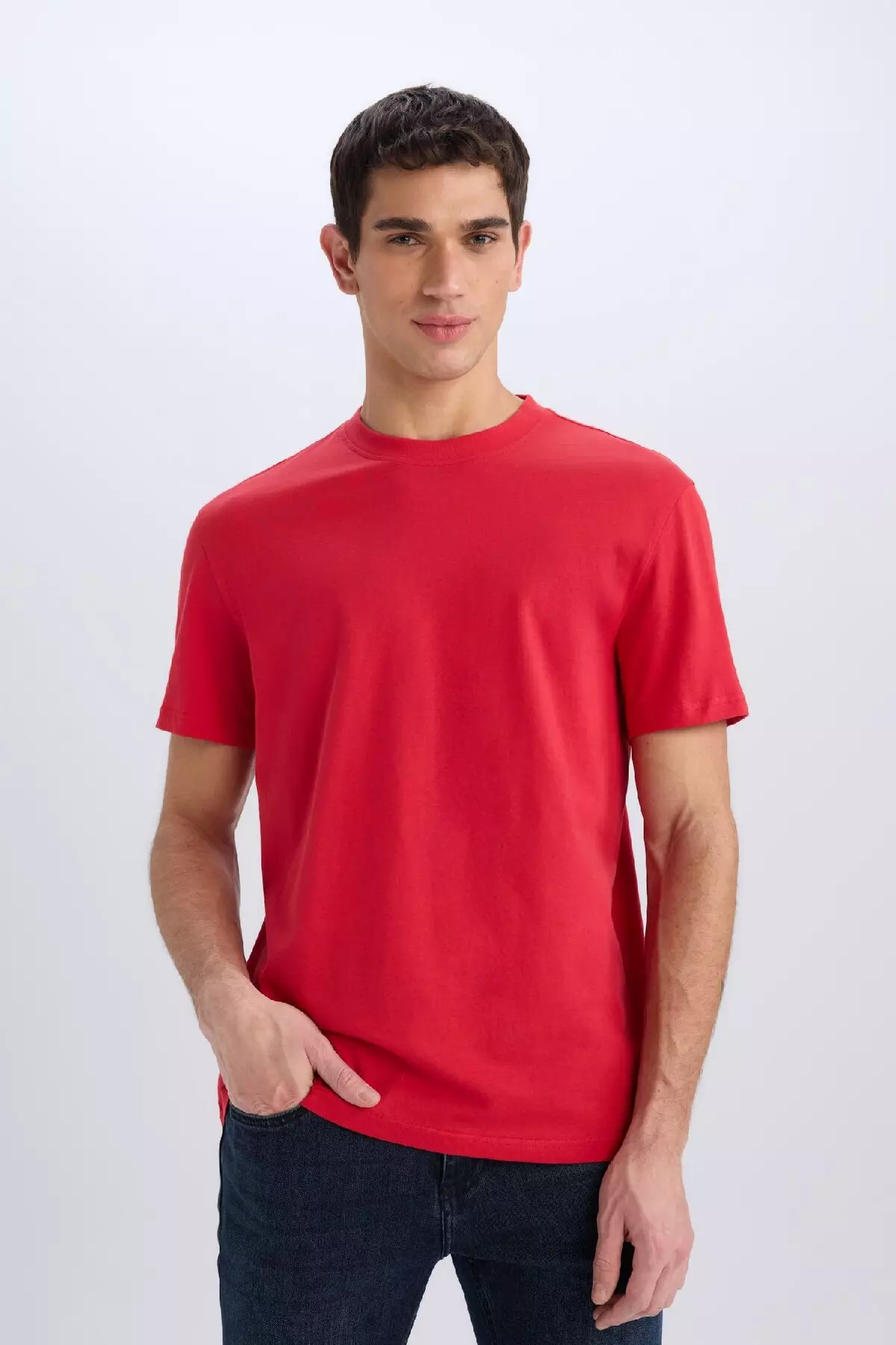 100% Cotton New Regular Fit Crew Neck Basic Plain Short Sleeve T-Shirt V7699Az25Sp