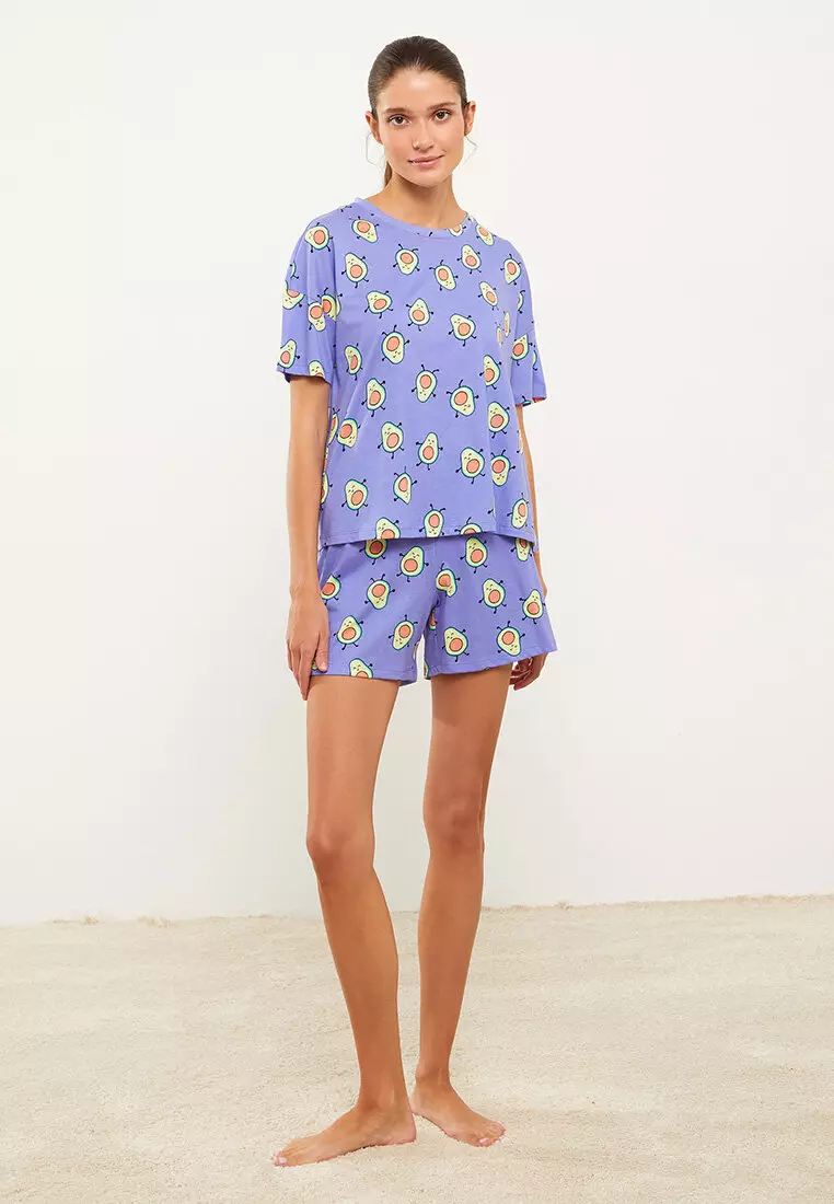 Buy LC WAIKIKI Crew Neck Printed Short Sleeve Cotton Women's Pajamas Set  2024 Online