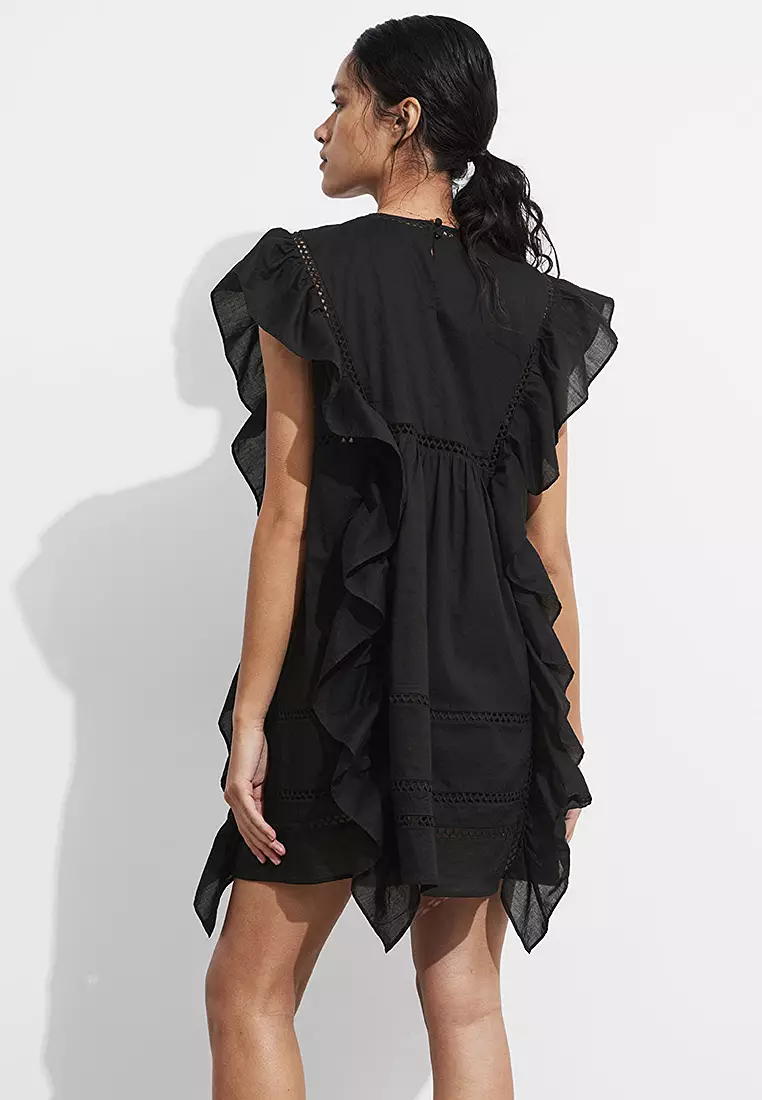 Embroidered Ruffle Mini Dress