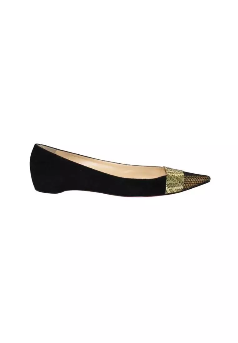 Christian louboutin clearance gold flats