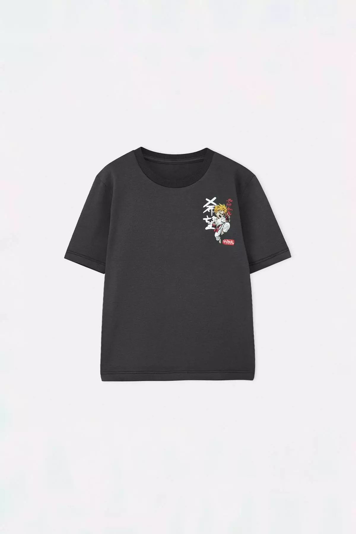 Anthracite-White 2-Piece Slogan Knitted T-Shirt Tkdss26Ts00026