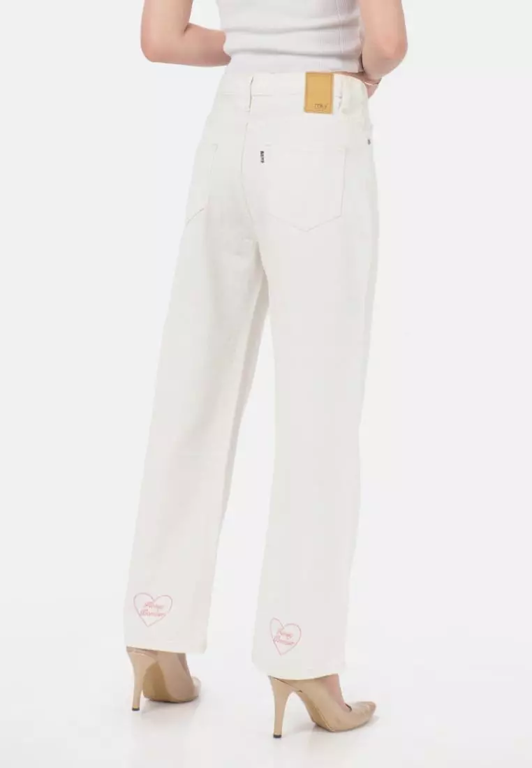 Heart Straigh Jeans in White