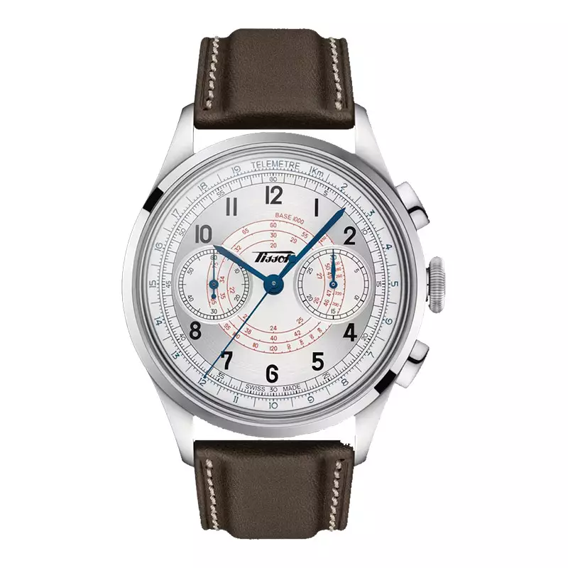 Jam Tangan Pria TISSOT Heritage T142.462.16.032.00 Telemeter 1938 Silver Dial Brown Leather Strap