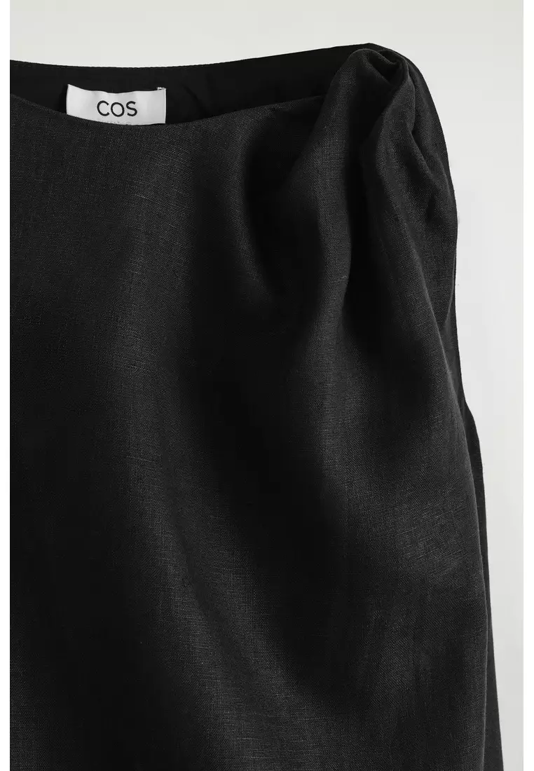 TWIST-DETAIL LINEN MINI DRESS