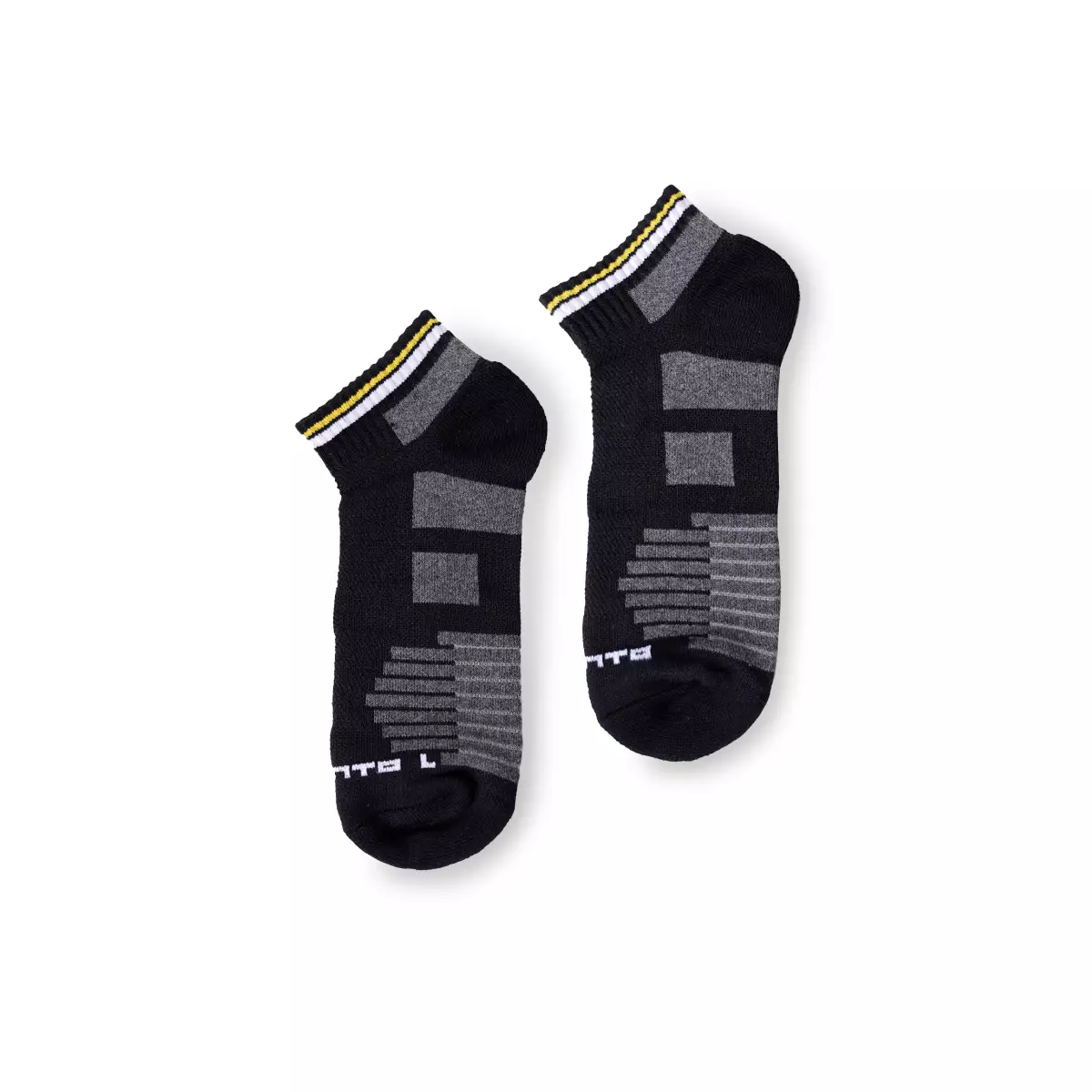 Tiento Compression Socks Short Ankle Black White Yellow Line Kaos Kaki Olahraga Hitam With Anti Bacterial Technology