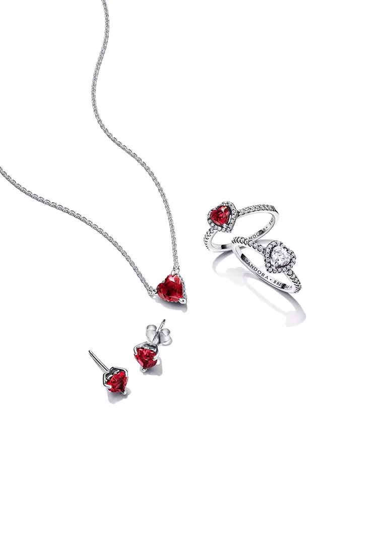 Pandora Elevated Red Heart Ring