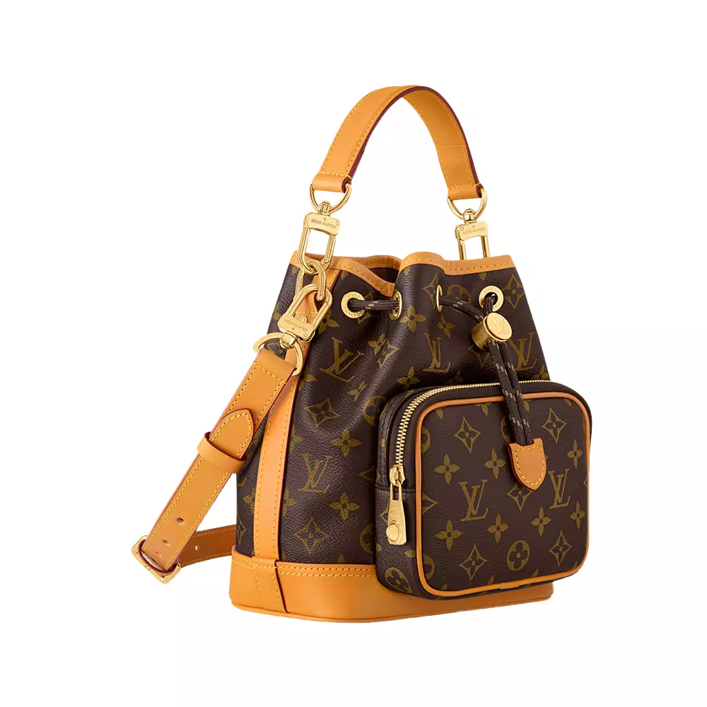 Noé Cargo Monogram Canvas Drawstring Bag Brown