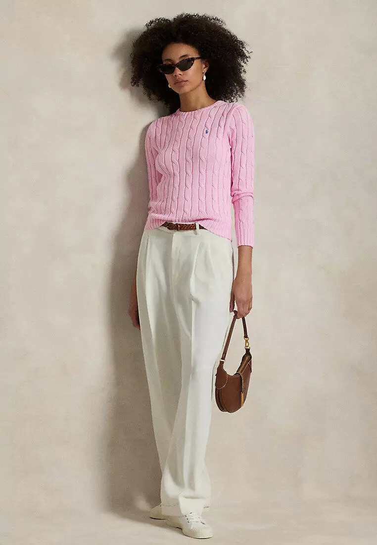 Cable-Knit Cotton Crewneck Sweater