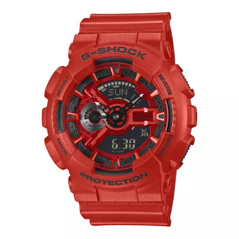 Jam Tangan Pria Casio G-Shock GA-110RRB-4AJF Iconic Red Series Digital Analog Dial Red Resin Band (JDM)