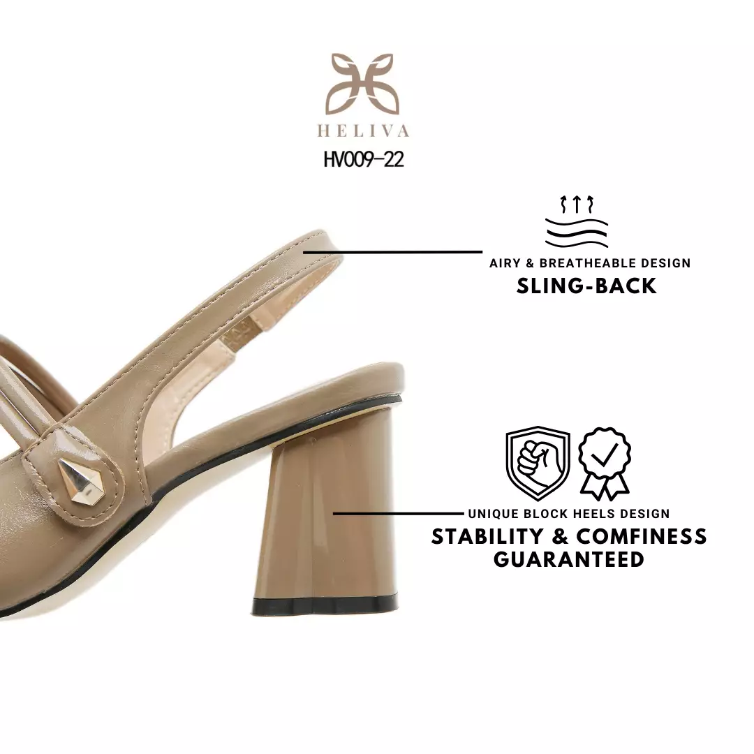 Heliva Vanice Elegant Slingback Pumps in Glossy Finish & Bold 7cm Heel HV009-22