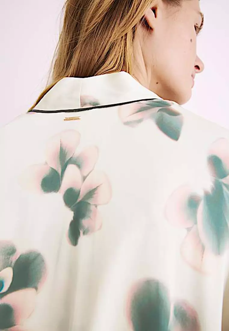 Satin Floral Wide Sleeve Wrap