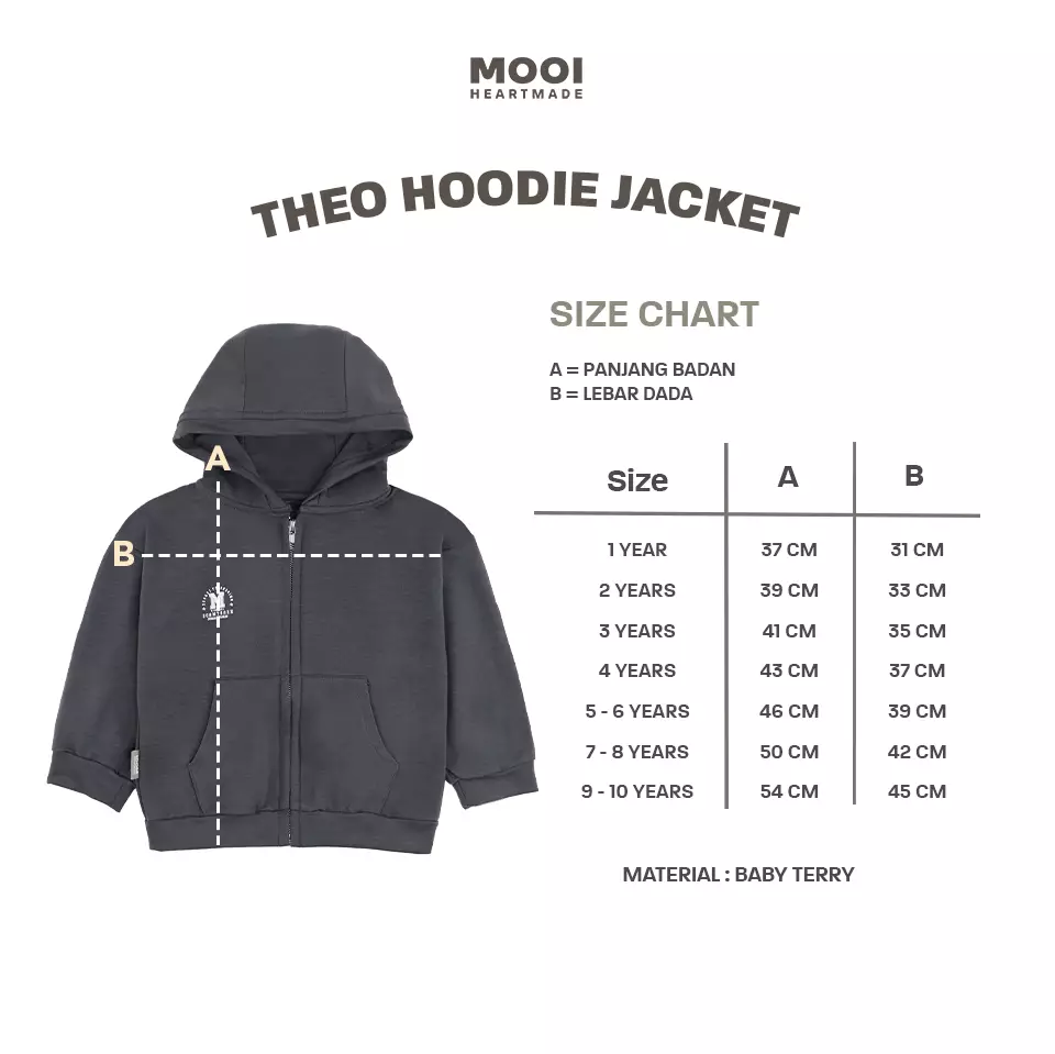 Mooi Atasan Hoodie Panjang Anak Theo Hoodie Jacket - Steel Navy V.1