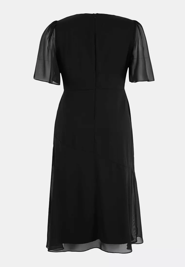 Black Chiffon Woven Plus Size Dress