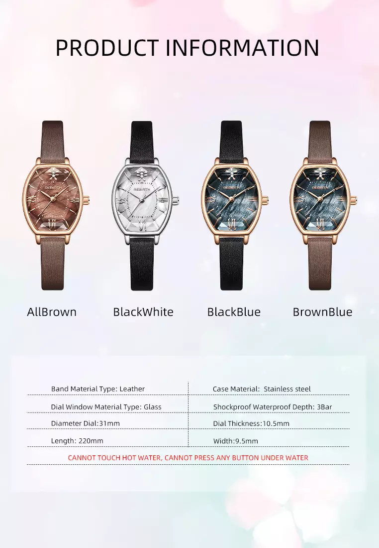 Jam Tangan Wanita Anti Air Jam Wanita Original Kulit Kuarsa Mode Anggun Jam Tangan Cewek BlackBlue