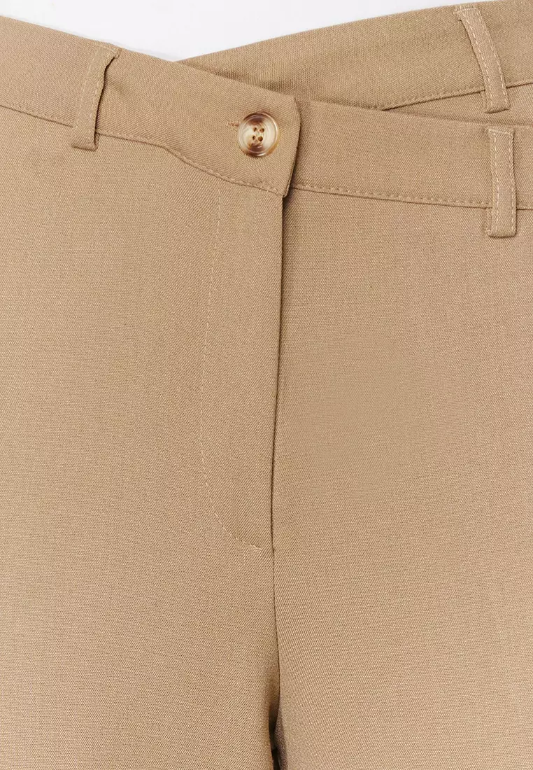 Asymmetrical Waist Straight Leg Pants