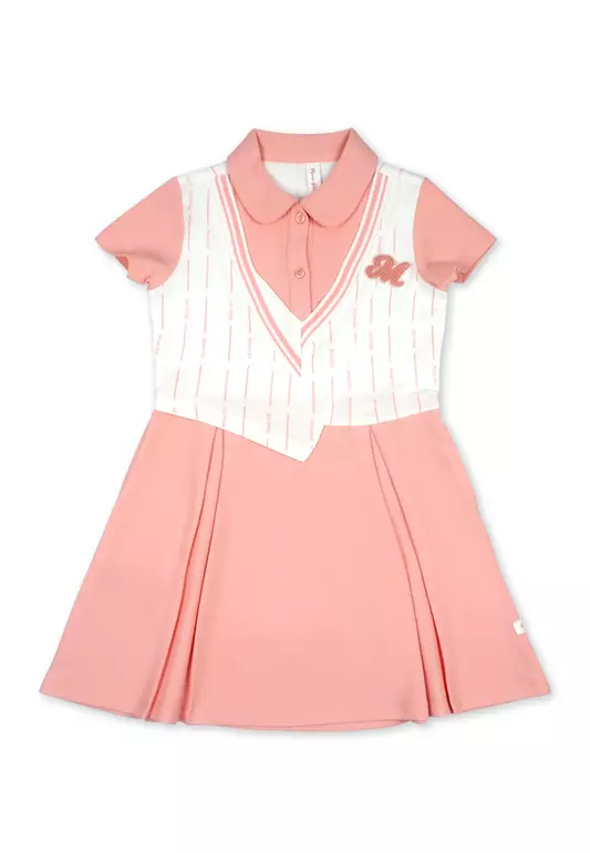 Girls Collared Dress with Embroidery Details