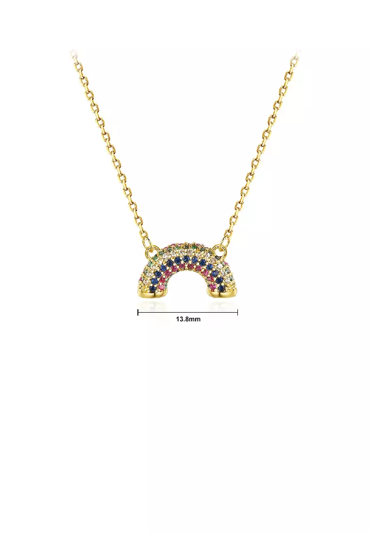 Buy Glamorousky Fashion Simple Plated Gold Rainbow Pendant with
