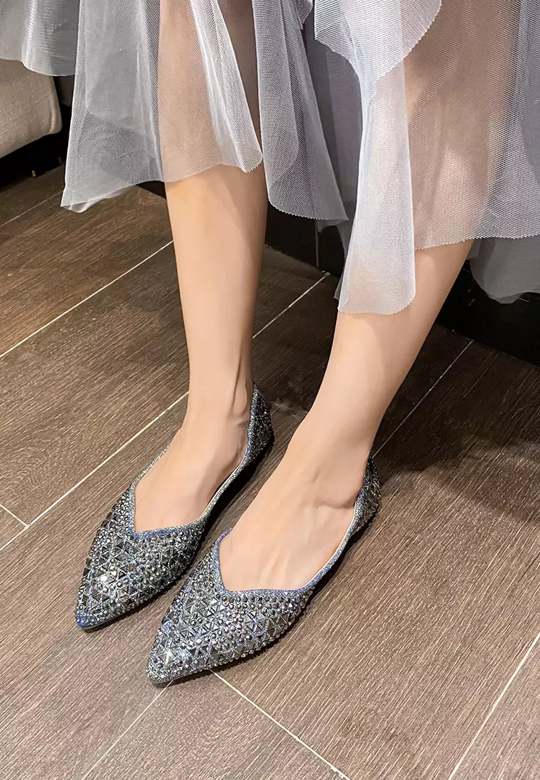 Sequin pointed toe flat sales sandals