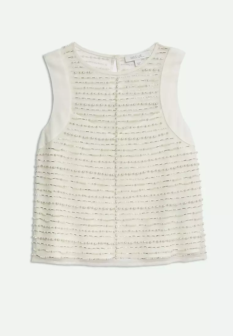Sleeveless Beaded Tank Top