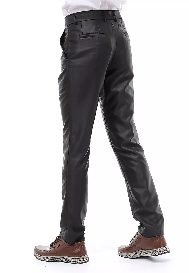 Locko Celana Panjang Formal Metalik Pria Slim Fit Material Wool ORIGINAL - Black