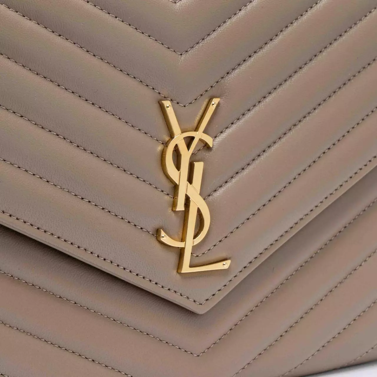 Cassandre Matelasse Flap Pouch in Lambskin Leather Dusty Grey Ghw