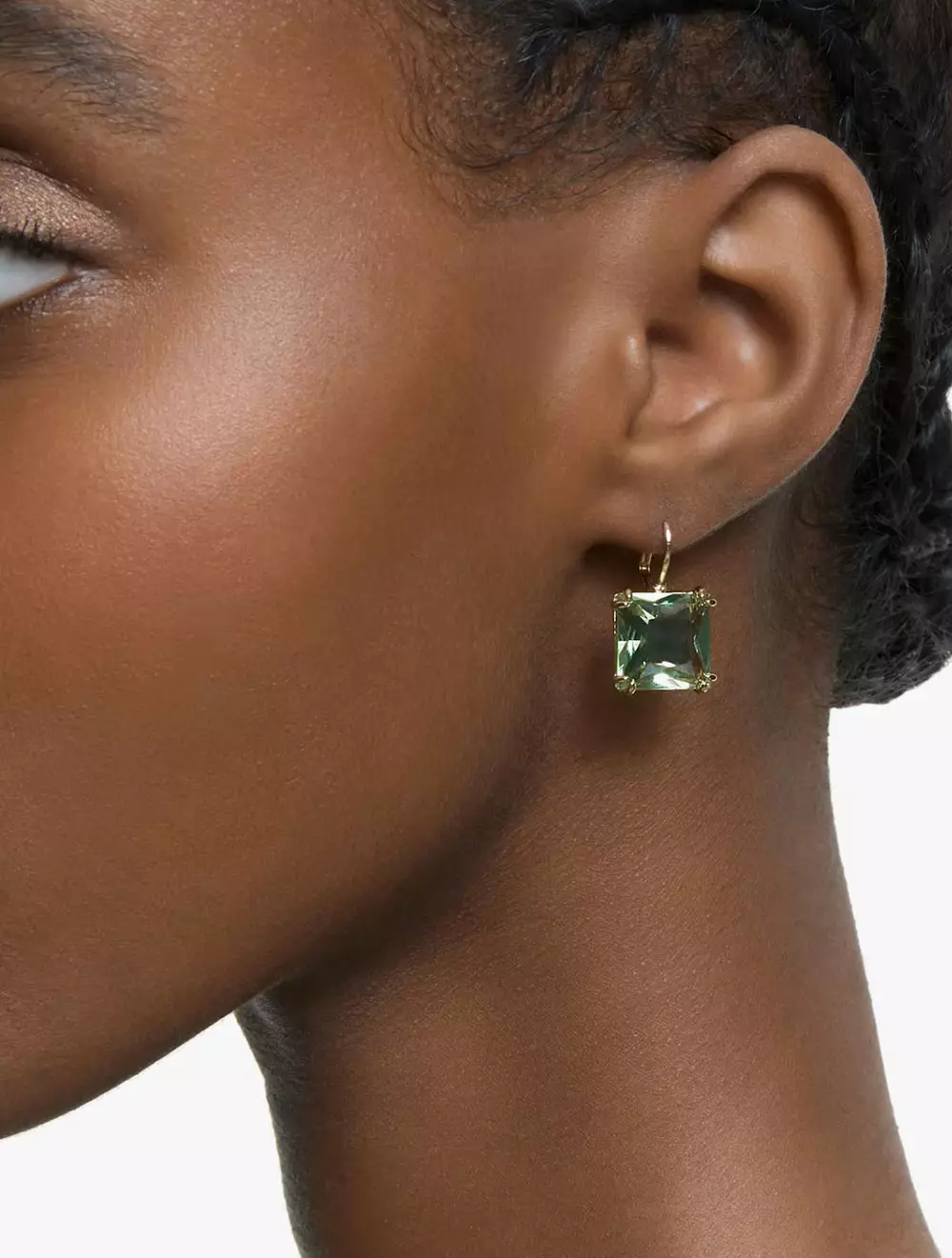 Millenia Drop Earrings, Square Cut, Green, Gold-Tone Plated - Green