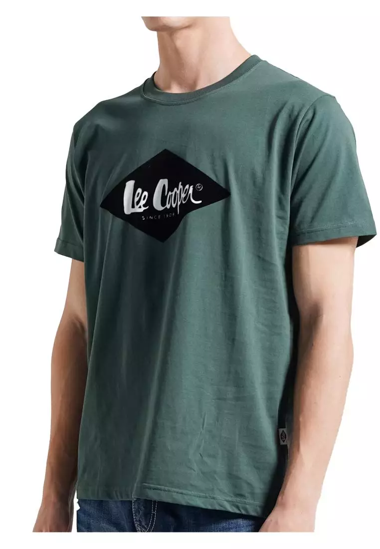 Lee Cooper T-Shirt Black Diamond Logo Velvet Olive