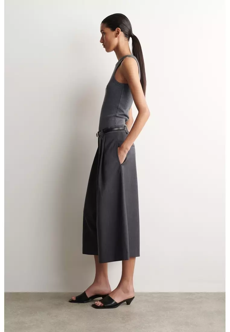 PLEATED WOOL-BLEND CULOTTES