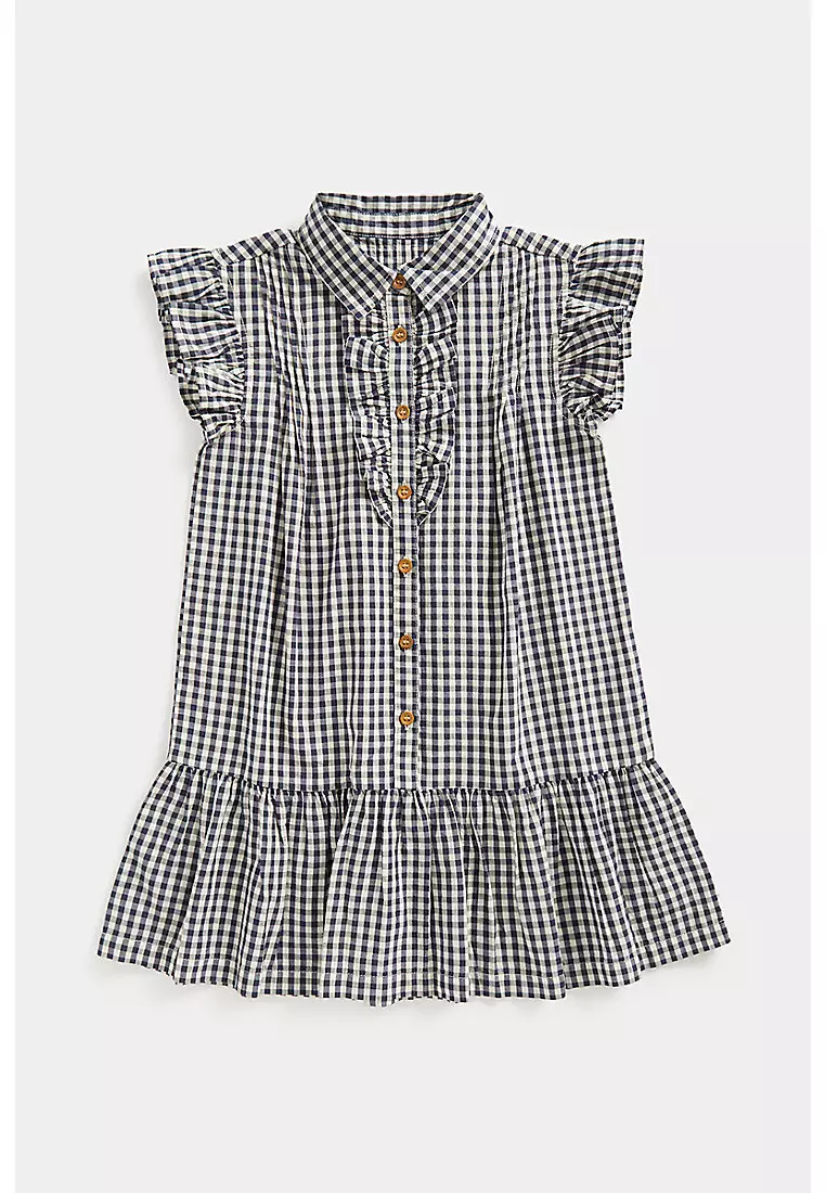 Mothercare Navy Gingham Frill Blouse