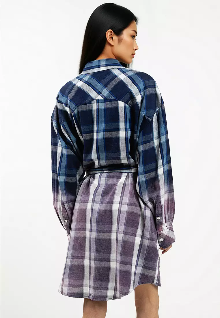 Flannel Check Belted Mini Shirt Dress - Tommy Jeans