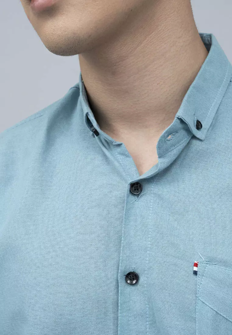 Houseofcuff Kemeja Pria Lengan Pendek Slim Fit Turquoise
