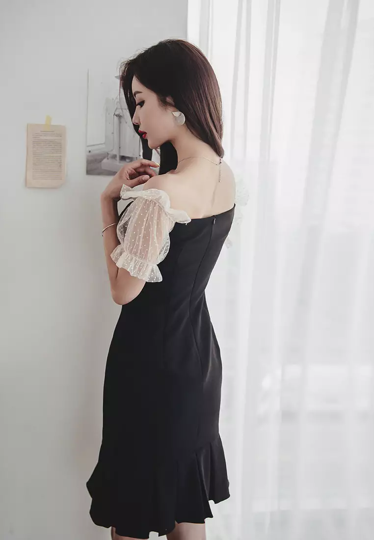 black off shoulder one piece dress Black Off The Shoulder A-Line Maxi Dress & Reviews - Black - Dresses