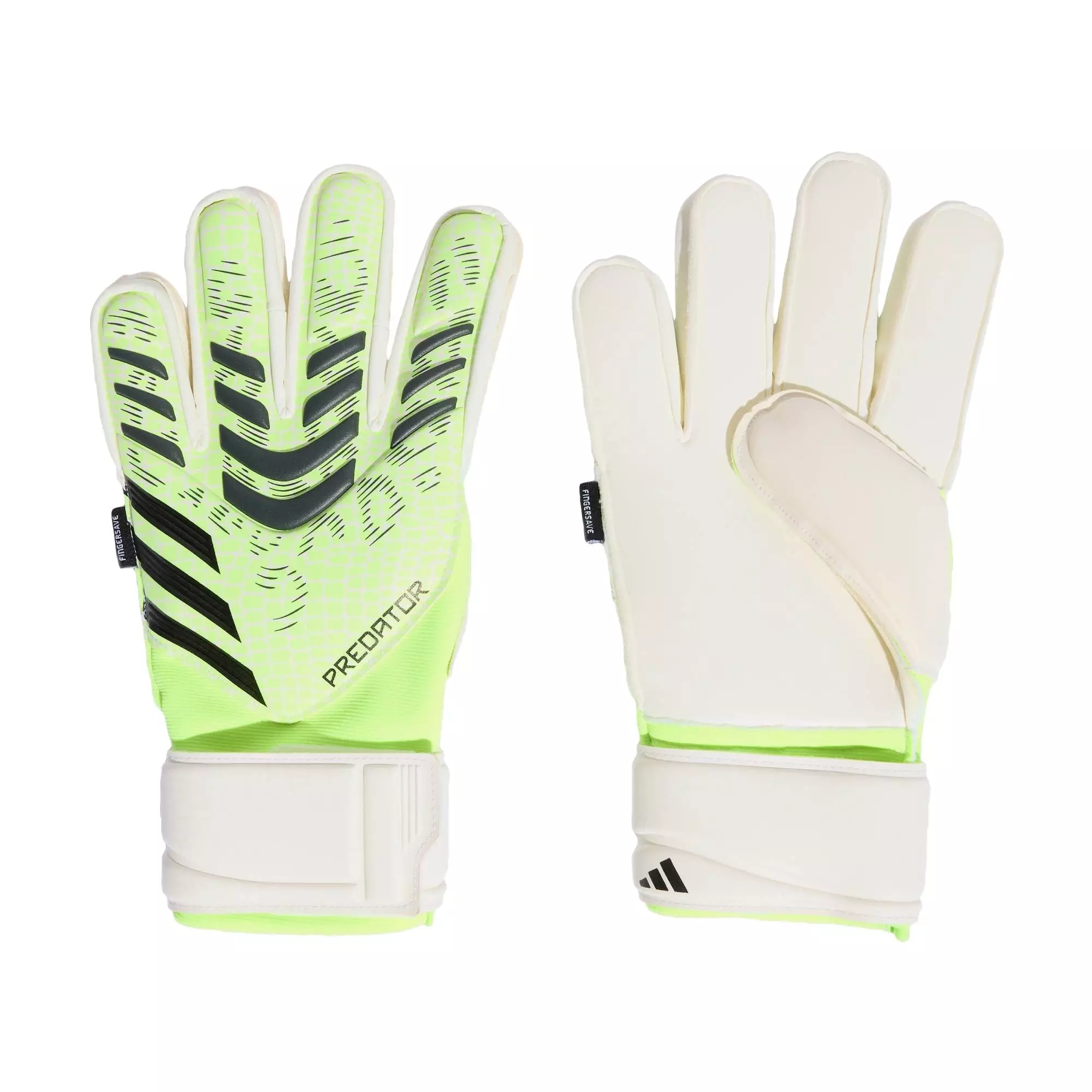 Football Predator Match Fingersave Goalkeeper Gloves Unisex Green JN5353