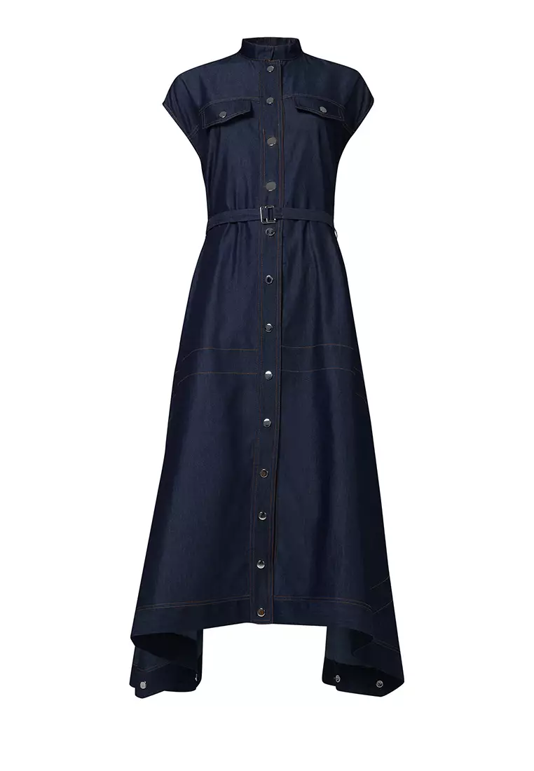 Belted hotsell chambray dress