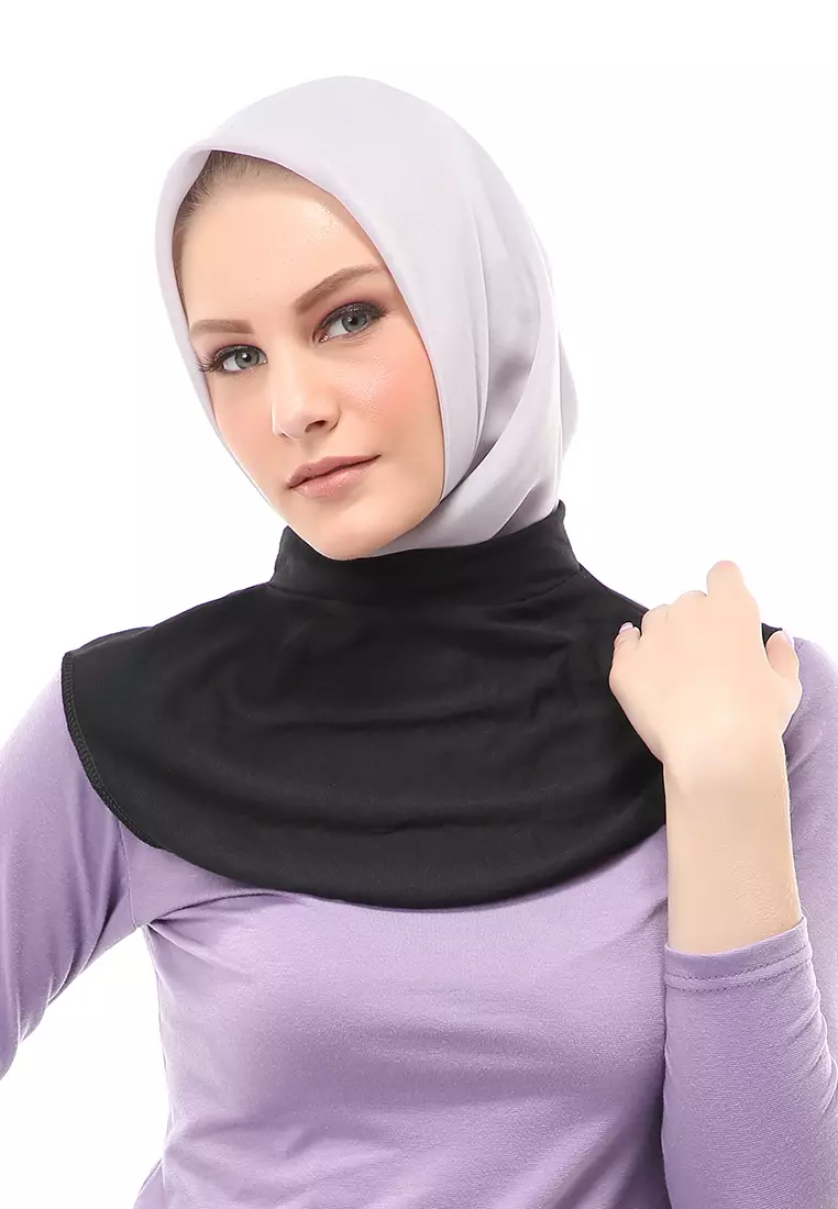 Afifah Manset Leher Polos Muslimah Casual Relaxed Fit - Hitam