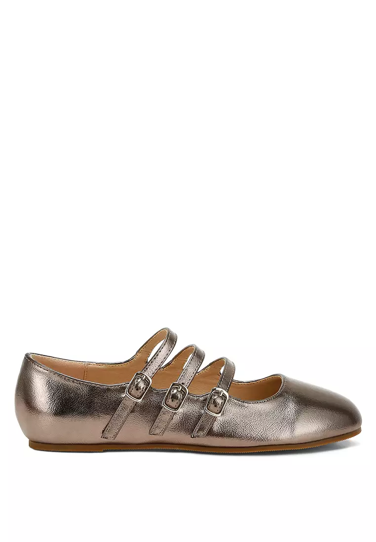 Discount on Rag & CO.  shoes - SKU: Triple Strap Mary Jane Sandals in Pewter