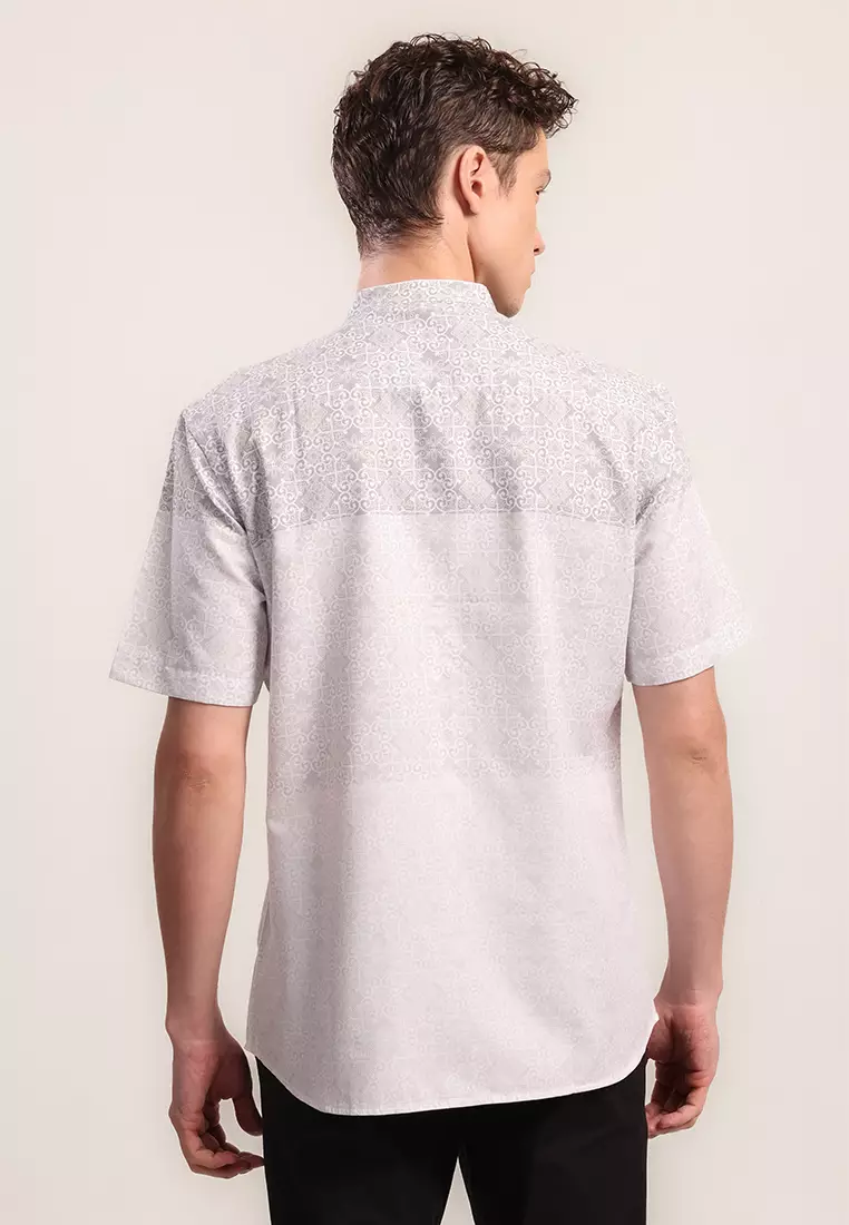 MOC Kemeja Koko Lengan Pendek Pria Ikram - Grey