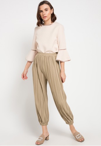 Jual Chic Simple Pleated Harem Pants Original  ZALORA 