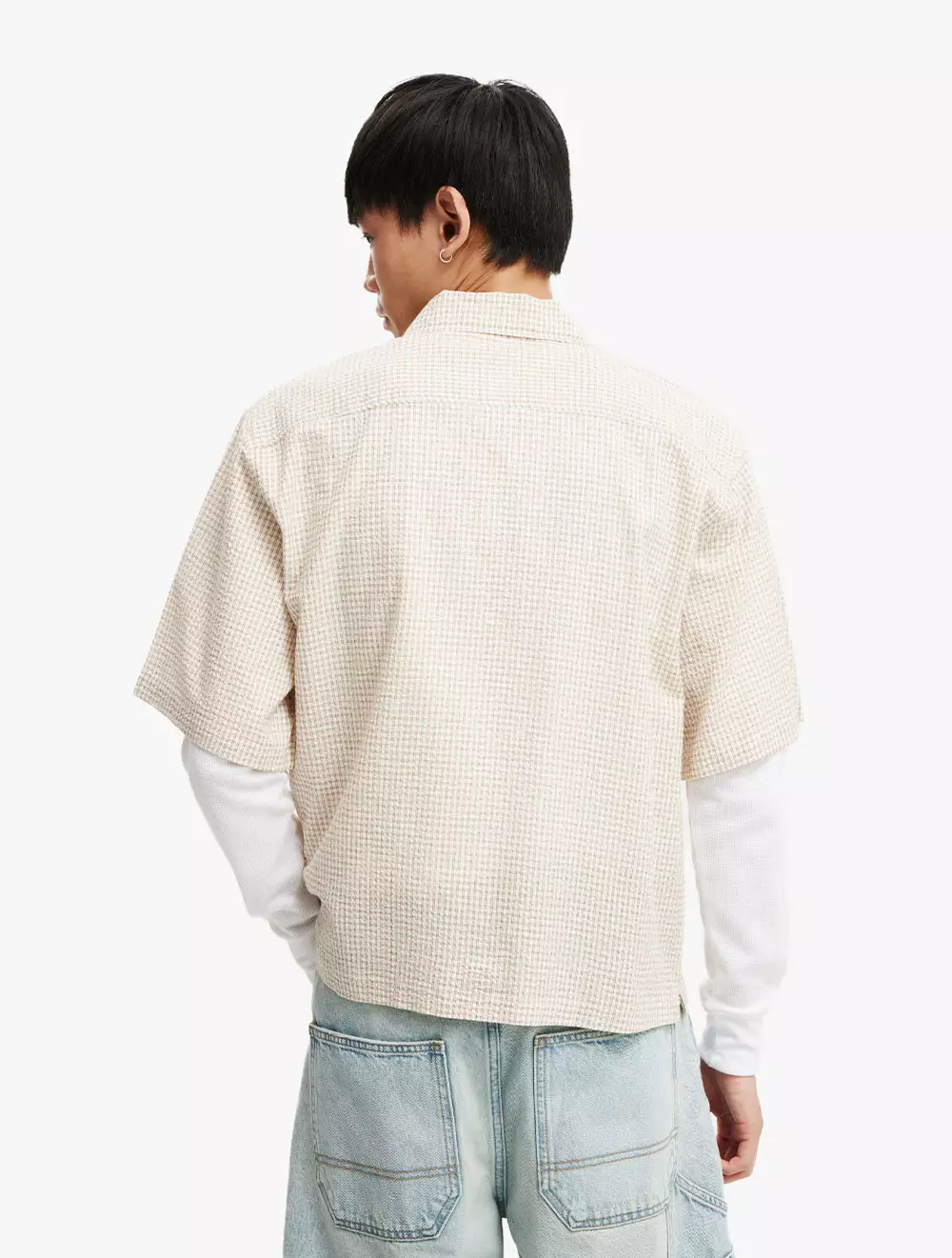 Cotton On - SHIRTS - Ventura Short Sleeve Shirt - STONE MICRO CHECK